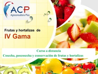 L/O/G/O
Frutas y hortalizas de
IV Gama
Curso a distancia
Cosecha, poscosecha y conservación de frutas y hortalizas
 