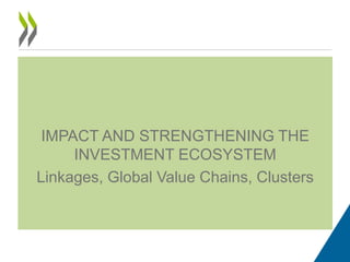 IMPACT AND STRENGTHENING THE
INVESTMENT ECOSYSTEM
Linkages, Global Value Chains, Clusters
 