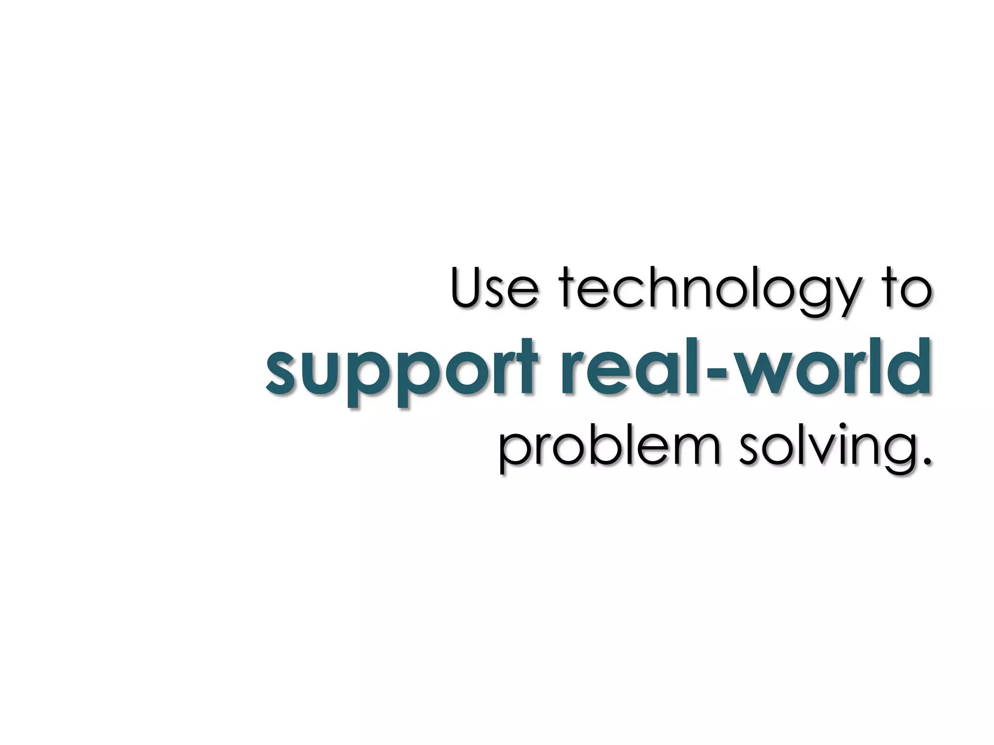 Use technology to
support real-world
problem solving.