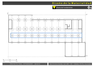 Vera Fontana Daniela Mat: 4001- 1221 Cátedra: B+S+B y AsociadosP R O Y E C T O F I N A L I N T E G R A D O R - U M 2 0 1 5
Planta de Fundaciones
L.M
E.M
E.M
0m 6m 12m
N
ñ
 