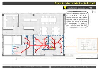 SALA DE TRABAJOSALA DE LECTURA
RECEPCIÓN
CONSULTAS
GUARDERÍA
Vera Fontana Daniela Mat: 4001- 1221 Cátedra: B+S+B y AsociadosP R O Y E C T O F I N A L I N T E G R A D O R - U M 2 0 1 5
Instalaciones Sanitarias 1er. PISO
NNúcleo sanitario público en
P r i m e r P i s o .
Núcleo sanitario de carácter
privado para el personal de
trabajo del sector en el nivel
p r o p i a m e n t e d i c h o .
Las cañerias son de PVC.
LLP
PPA
LLP
PPA
LLP
PPA
LLP PPA
ñ
 