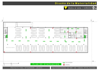 Vera Fontana Daniela Mat: 4001- 1221 Cátedra: B+S+B y AsociadosP R O Y E C T O F I N A L I N T E G R A D O R - U M 2 0 1 5
Medios de Salida -1 SUBSUELO N
RUTA DE ESCAPE
EXTINTOR
E.M
E.M
L.M
BICICLETAS Y MOTOS
RESIDUOS
ACC. PERSONAL
CONTROL
SALA DE
MÁQUINAS
L.M
0m 6m
ñ
 