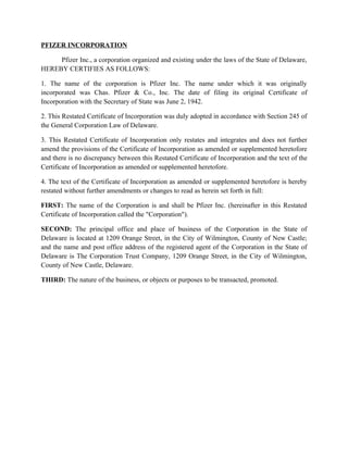 Pfizer Manufacturing Filing About Pfizer Company | DOC