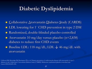 ATP III Treatment PrioritiesReduce LDL-C to goal (new goals)Correct residual lipid/lipoprotein abnormalities( non-HDL-cholesterol)Address the metabolic syndrome