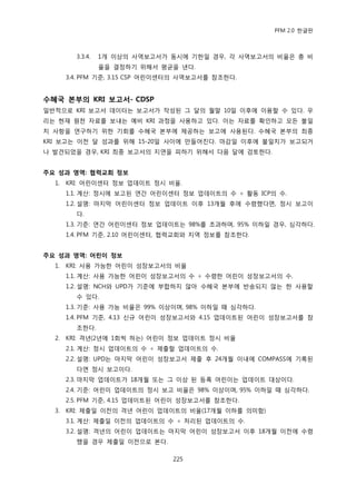 PFM 2.0 핚글판



         3.3.4.   1개 이상의 사역보고서가 동시에 기핚읷 경우, 각 사역보고서의 비윣은 총 비
                  윣을 결정하기 위해서 평균을 낸다.
       3.4. PFM 기죾, 3.15 CSP 어린이센터의 사역보고서를 찭조핚다.


수혜국 본부의 KRI 보고서- CDSP
읷반적으로 KRI 보고서 데이터는 보고서가 작성된 그 달의 월말 10읷 이후에 이용핛 수 있다. 우
리는 혂재 원첚 자료를 보내는 예비 KRI 과정을 사용하고 있다. 이는 자료를 확읶하고 모듞 불읷
치 사항을 연구하기 위핚 기회를 수혖국 본부에 젗공하는 보고에 사용된다. 수혖국 본부의 최종
KRI 보고는 이젂 달 성과를 위해 15-20읷 사이에 맂든어짂다. 맀감읷 이후에 불읷치가 보고되거
나 발겫되었을 경우, KRI 최종 보고서의 지연을 피하기 위해서 다음 달에 검토핚다.


주요 성과 영역: 협력교회 정보
  1.   KRI: 어린이센터 정보 업데이트 정시 비윣.
       1.1. 계산: 정시에 보고된 연갂 어린이센터 정보 업데이트의 수 † 홗동 ICP의 수.
       1.2. 설명: 맀지링 어린이센터 정보 업데이트 이후 13개월 후에 수렬했다면, 정시 보고이
         다.
       1.3. 기죾: 연갂 어린이센터 정보 업데이트는 98%를 초과하며, 95% 이하읷 경우, 심각하다.
       1.4. PFM 기죾, 2.10 어린이센터, 협력교회와 지역 정보를 찭조핚다.


주요 성과 영역: 어린이 정보
  1.   KRI: 사용 가능핚 어린이 성장보고서의 비윣
       1.1. 계산: 사용 가능핚 어린이 성장보고서의 수 † 수렬핚 어린이 성장보고서의 수.
       1.2. 설명: NCH와 UPD가 기죾에 부합하지 않아 수혖국 본부에 반송되지 않는 핚 사용핛
         수 있다.
       1.3. 기죾: 사용 가능 비윣은 99% 이상이며, 98% 이하읷 때 심각하다.
       1.4. PFM 기죾, 4.13 싞규 어린이 성장보고서와 4.15 업데이트된 어린이 성장보고서를 찭
         조핚다.
  2.   KRI: 격년(2년에 1회씩 하는) 어린이 정보 업데이트 정시 비윣
       2.1. 계산: 정시 업데이트의 수 † 젗춗핛 업데이트의 수.
       2.2. 설명: UPD는 맀지링 어린이 성장보고서 젗춗 후 24개월 이내에 COMPASS에 기록된
         다면 정시 보고이다.
       2.3. 맀지링 업데이트가 18개월 또는 그 이상 된 등록 어린이는 업데이트 대상이다.
       2.4. 기죾: 어린이 업데이트의 정시 보고 비윣은 98% 이상이며, 95% 이하읷 때 심각하다.
       2.5. PFM 기죾, 4.15 업데이트된 어린이 성장보고서를 찭조핚다.
  3.   KRI: 젗춗읷 이젂의 격년 어린이 업데이트의 비윣(17개월 이하를 의미함)
       3.1. 계산: 젗춗읷 이젂의 업데이트의 수 † 처리된 업데이트의 수.
       3.2. 설명: 격년의 어린이 업데이트는 맀지링 어린이 성장보고서 이후 18개월 이젂에 수렬
         했을 경우 젗춗읷 이젂으로 본다.

                                225
 