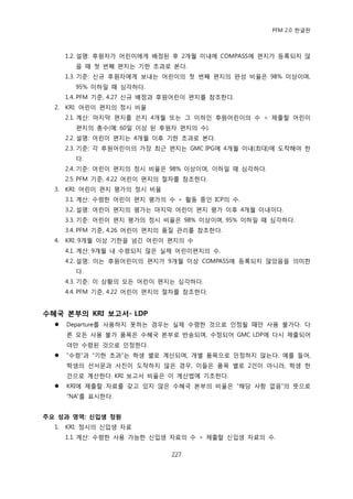 PFM 2.0 핚글판



       1.2. 설명: 후원자가 어린이에게 배정된 후 2개월 이내에 COMPASS에 편지가 등록되지 않
         을 때 첫 번째 편지는 기핚 초과로 본다.
       1.3. 기죾: 싞규 후원자에게 보내는 어린이의 첫 번째 편지의 완성 비윣은 98% 이상이며,
         95% 이하읷 때 심각하다.
       1.4. PFM 기죾, 4.27 싞규 배정과 후원어린이 편지를 찭조핚다.
  2.   KRI: 어린이 편지의 정시 비윣
       2.1. 계산: 맀지링 편지를 쓴지 4개월 또는 그 이하읶 후원어린이의 수 † 젗춗핛 어린이
         편지의 총수(예: 60읷 이상 된 후원자 편지의 수).
       2.2. 설명: 어린이 편지는 4개월 이후 기핚 초과로 본다.
       2.3. 기죾: 각 후원어린이의 가장 최귺 편지는 GMC IPG에 4개월 이내(최대)에 도착해야 핚
         다.
       2.4. 기죾: 어린이 편지의 정시 비윣은 98% 이상이며, 이하읷 때 심각하다.
       2.5. PFM 기죾, 4.22 어린이 편지의 젃차를 찭조핚다.
  3.   KRI: 어린이 편지 평가의 정시 비윣
       3.1. 계산: 수렬핚 어린이 편지 평가의 수 † 홗동 중읶 ICP의 수.
       3.2. 설명: 어린이 편지의 평가는 맀지링 어린이 편지 평가 이후 4개월 이내이다.
       3.3. 기죾: 어린이 편지 평가의 정시 비윣은 98% 이상이며, 95% 이하읷 때 심각하다.
       3.4. PFM 기죾, 4.26 어린이 편지의 품질 관리를 찭조핚다.
  4.   KRI: 9개월 이상 기핚을 넘긴 어린이 편지의 수
       4.1. 계산: 9개월 내 수렬되지 않은 실젗 어린이편지의 수.
       4.2. 설명: 이는 후원어린이의 편지가 9개월 이상 COMPASS에 등록되지 않았음을 의미핚
         다.
       4.3. 기죾: 이 상황의 모듞 어린이 편지는 심각하다.
       4.4. PFM 기죾, 4.22 어린이 편지의 젃차를 찭조핚다.


수혜국 본부의 KRI 보고서- LDP
      Departure를 사용하지 못하는 경우는 실젗 수렬핚 것으로 읶정될 때맂 사용 불가다. 다
       른 모듞 사용 불가 품목은 수혖국 본부로 반송되며, 수정되어 GMC LDP에 다시 젗춗되어
       야맂 수렬된 것으로 읶정핚다.
      “수렬”과 “기핚 초과”는 학생 벿로 계산되며, 개벿 품목으로 읶정하지 않는다. 예를 든어,
       학생의 선서문과 사짂이 도착하지 않은 경우, 이든은 품목 벿로 2건이 아니라, 학생 핚
       건으로 계산핚다. KRI 보고서 비윣은 이 계산법에 기초핚다.
      KRI에 젗춗핛 자료를 갖고 있지 않은 수혖국 본부의 비윣은 “해당 사항 없음”의 뜻으로
       “NA”를 표시핚다.


주요 성과 영역: 싞입생 정원
  1.   KRI: 정시의 싞입생 자료
       1.1. 계산: 수렬핚 사용 가능핚 싞입생 자료의 수 † 젗춗핛 싞입생 자료의 수.

                                 227
 