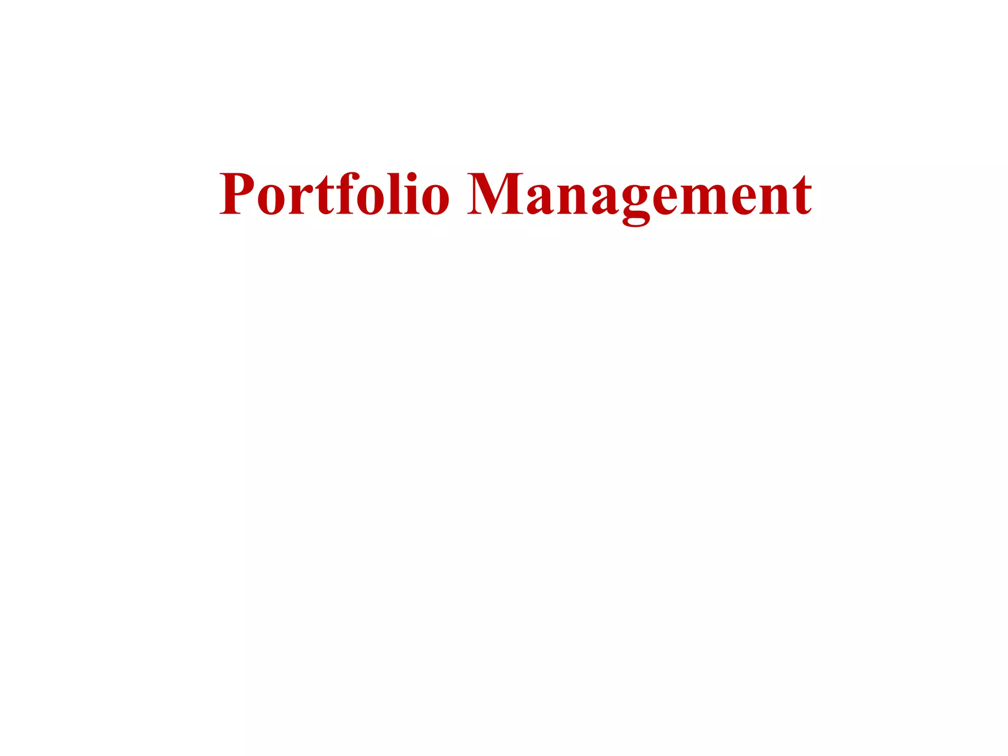 Portfolio Management
 