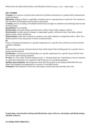 PRINCIPLES OF FOOD PROCESSING AND PRESERVATION updated | DOC