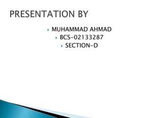 

MUHAMMAD AHMAD
 BCS-02133287
 SECTION-D

 