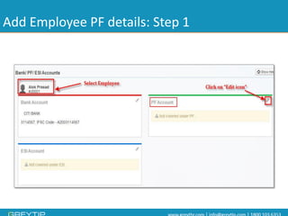 Add Employee PF details: Step 1  