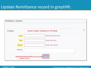 Update Remittance record in greytHR:  