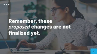 3
Remember, these
proposed changes are not
finalized yet.
 
