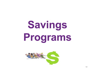 Savings
Programs
62
 