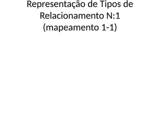 Representação de Tipos de
Relacionamento N:1
(mapeamento 1-1)
 