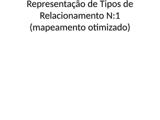 Representação de Tipos de
Relacionamento N:1
(mapeamento otimizado)
 