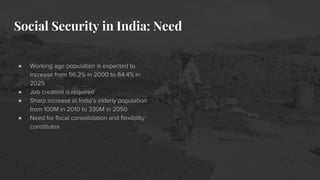 Social Security in India: Need
●
●
●
●
 