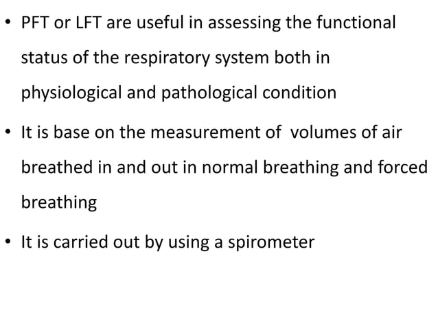 Pulmonary Function Test | PPTX | Lung and Respiratory Health | Diseases ...