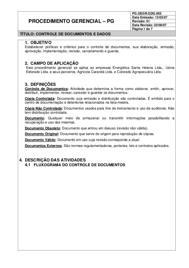 Procedimento de Controle de Documentos