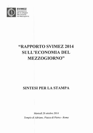 Rapporto Svimez 2014 