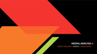 MODAL	
  ANALYSIS	
  	
  
INTRO	
  /	
  FREQ	
  RESP	
  /	
  MODES	
  /	
  CONCLUSIONS	
  

 