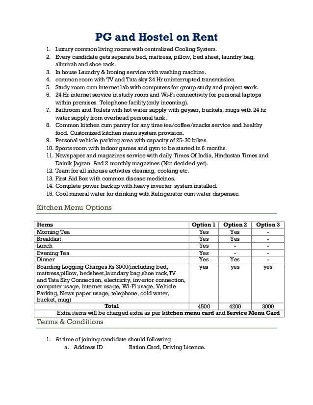 paying guest agreement format