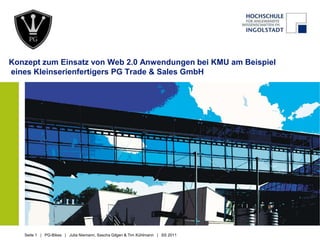 Konzept zum Einsatz von Web 2.0 Anwendungen bei KMU am Beispiel eines Kleinserienfertigers PG Trade & Sales GmbH  