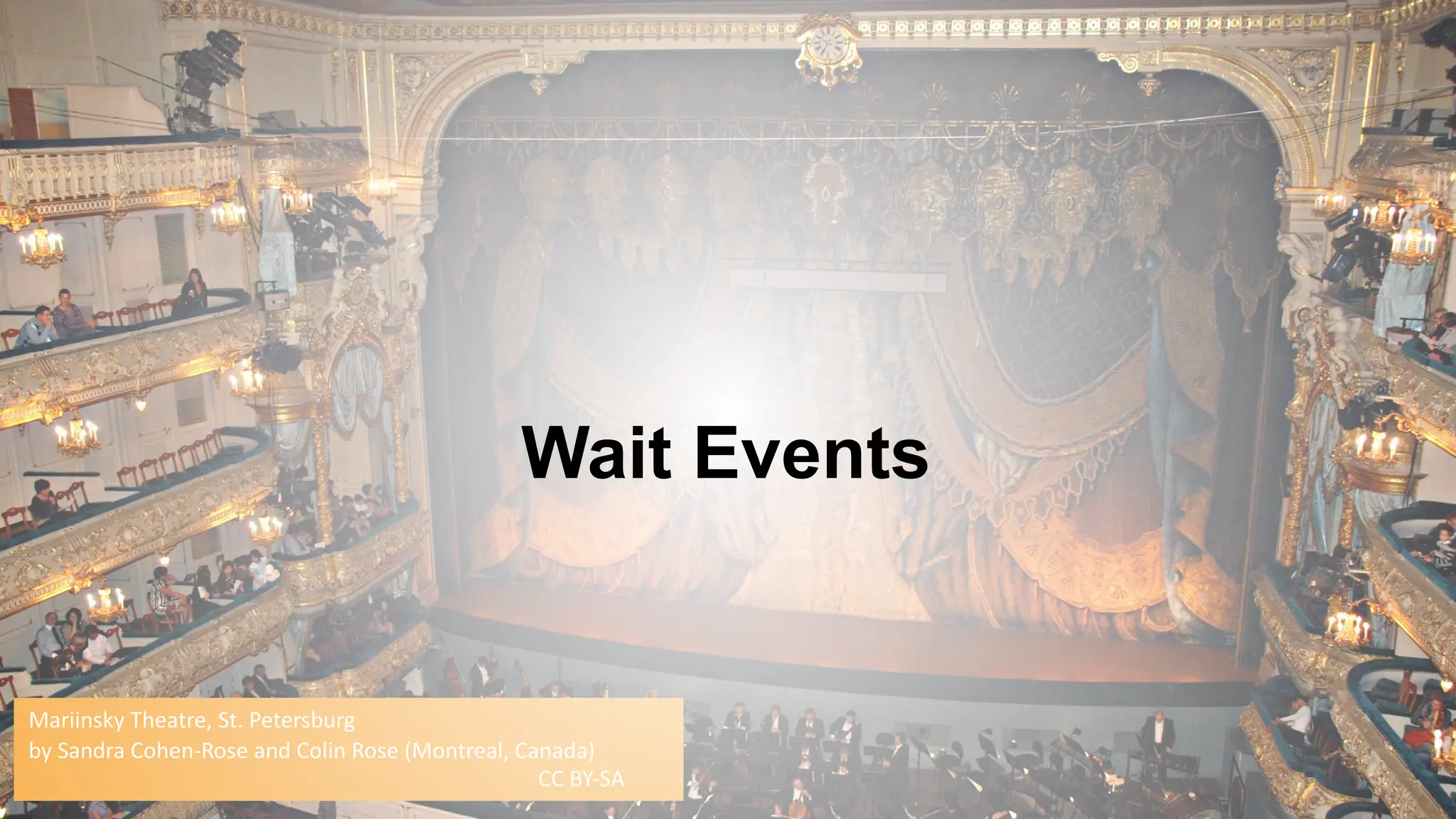 Mariinsky Theatre, St. Petersburg
by Sandra Cohen-Rose and Colin Rose (Montreal, Canada)
CC BY-SA
Wait Events
 