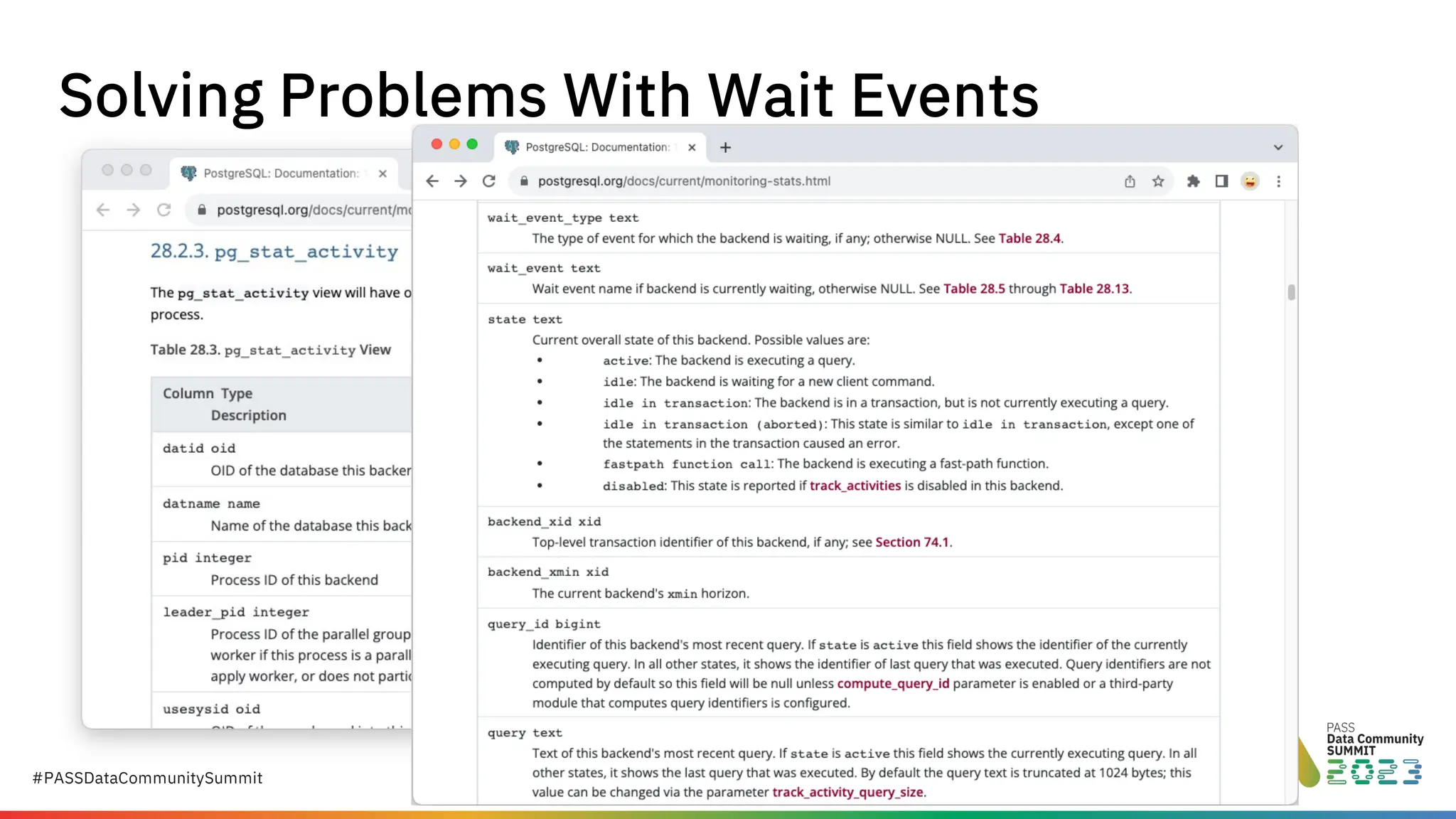 #PASSDataCommunitySummit
Solving Problems With Wait Events
 