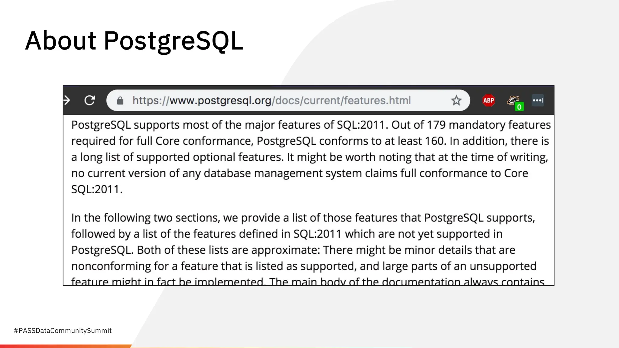 #PASSDataCommunitySummit
About PostgreSQL
 