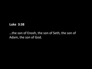 Luke 3:38
…the son of Enosh, the son of Seth, the son of
Adam, the son of God.
 