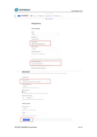 www.dragino.com
PG1302 LoRaWAN Concentrator 20 / 29
 