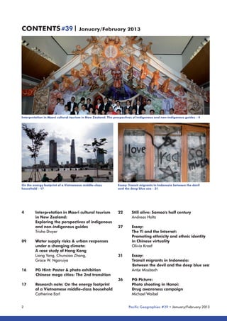 CONTENTS #39 | January/February 2013

Interpretation in Maori cultural tourism in New Zealand: The perspectives of indigen...