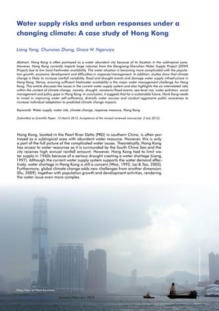 Water supply risks and urban responses under a
changing climate: A case study of Hong Kong
Liang Yang, Chunxiao Zhang, Gra...