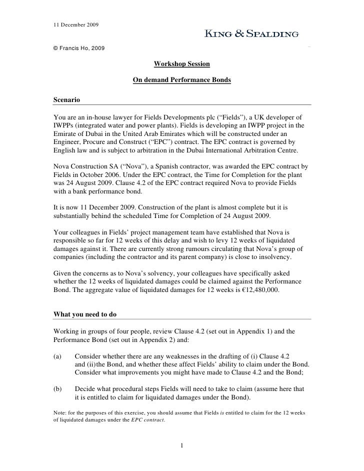 performance bond template performance bond workshop exercise performance bond template performance bond workshop exercise