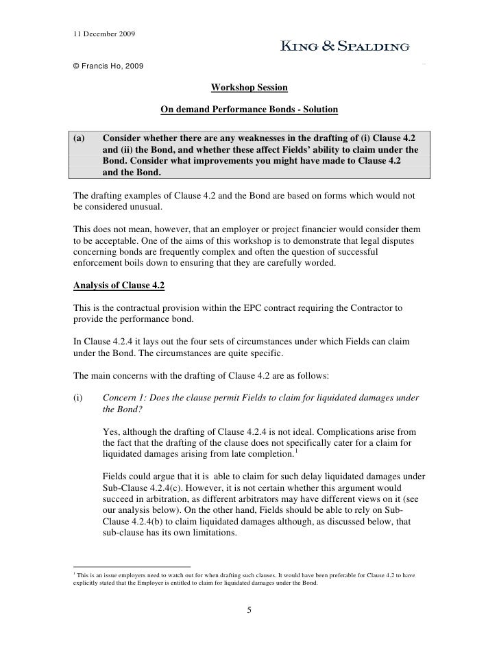 sample performance bond claim letter Performance Bond Workshop Exercise sample performance bond claim letter Performance Bond Workshop Exercise