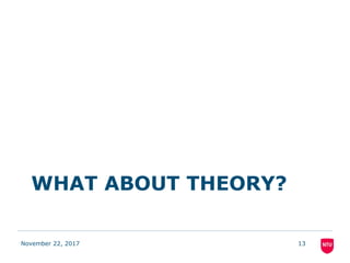 WHAT ABOUT THEORY?
November 22, 2017 13
 