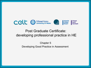 Presentation Title Example Author: Simon Haslett  15 th  October 2009 Post Graduate Certificate:  developing professional practice in HE Chapter 5 Developing Good Practice in Assessment  