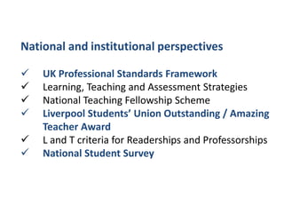 National and institutional perspectivesUK Professional Standards Framework