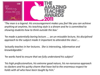 L and T criteria for Readerships and Professorships