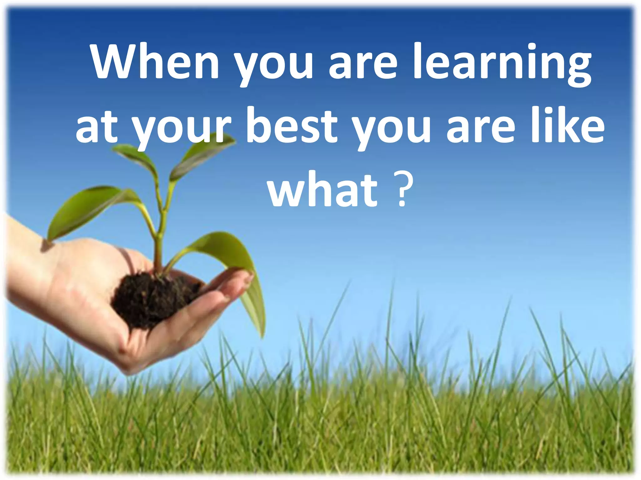 When you are learning
at your best you are like
         what ?
 