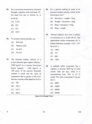 PGCET Chemical 2018 question paper