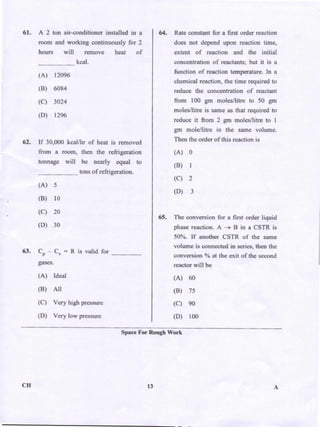 PGCET Chemical 2018 question paper