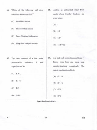 PGCET Chemical 2018 question paper