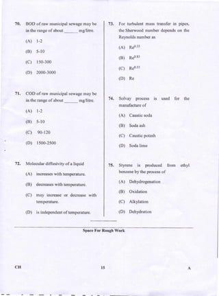 PGCET Chemical 2018 question paper