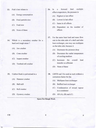 PGCET Chemical 2018 question paper