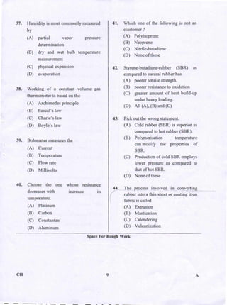 PGCET Chemical 2018 question paper