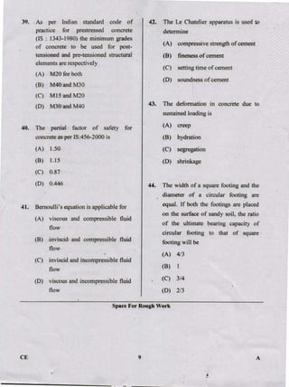 PGCET Civil 2018 question paper