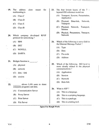 PGCET Computer science 2017 question paper | PDF