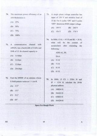 PGCET Electrical sciences 2018 question paper