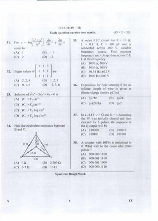 PGCET Electrical sciences 2018 question paper